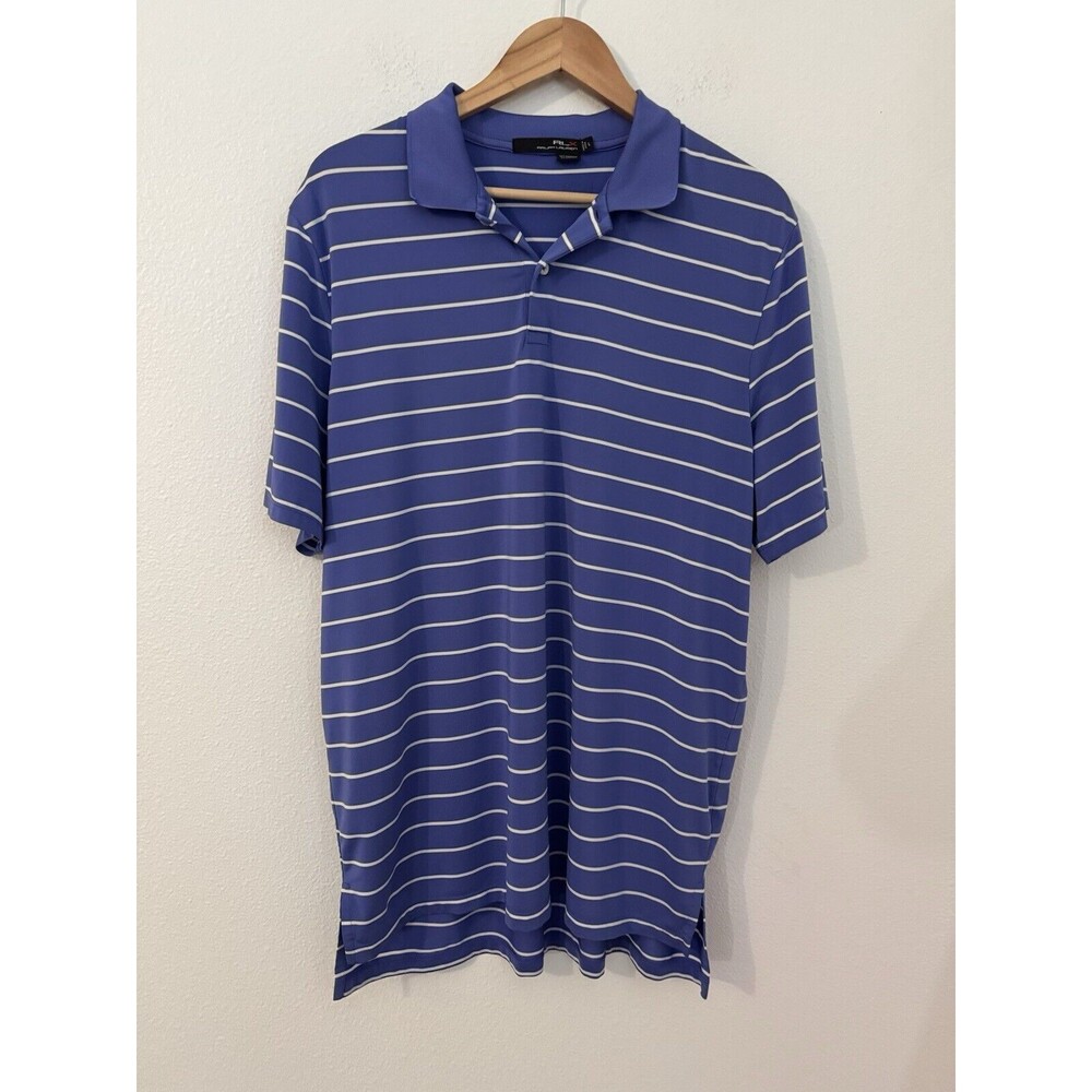 Ralph Lauren RLX Shirt Mens XL Striped Golf Polo Stretch Performance Blue Stripe